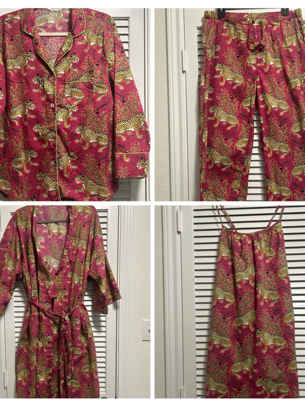 Printfresh Bagheera Hot Pink Cheetah/Leopard  4 -pc Set - Pajamas, Gown & Robe